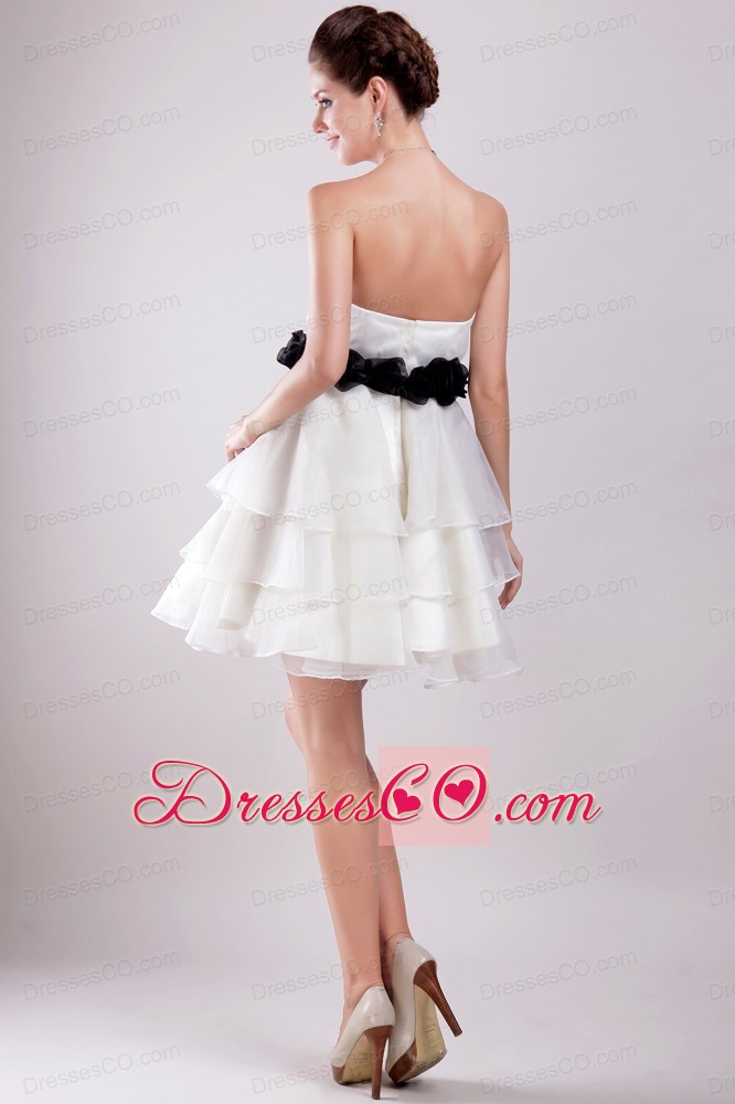 White A-line / Princess Mini-length Organza Ruffles Prom Dress