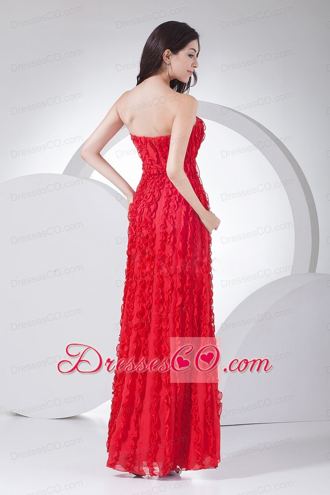 Beading Red Prom Dress For Formal Evening Ankle-length