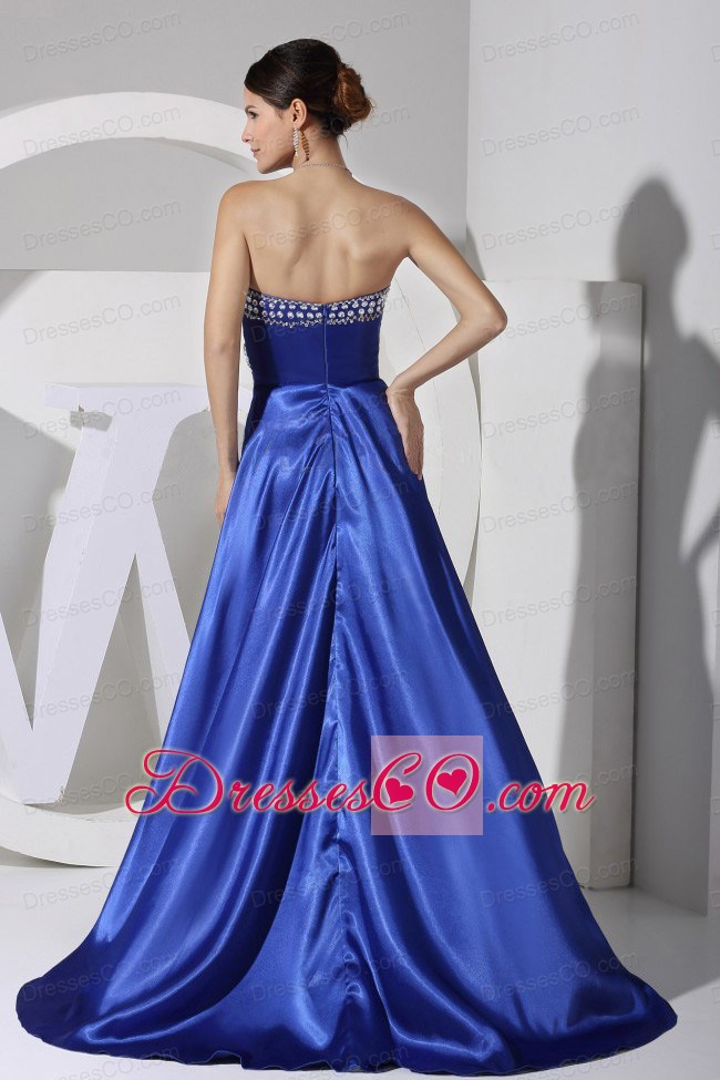 Beading Decorate Bust Neckline High-low Prom Dress
