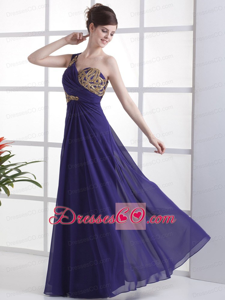 One Shoulder For Prom Dress With Beading Ruching And Long