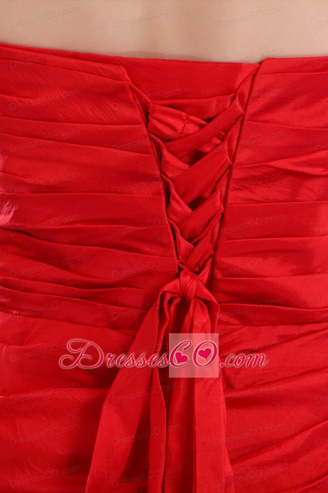 Beautiful Red Prom / Evening Dress Empire Beading Brush Train Taffeta