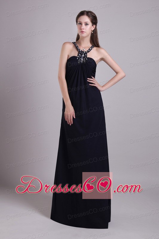 Black Empire Long Chiffon Beading Prom / Evening Dress