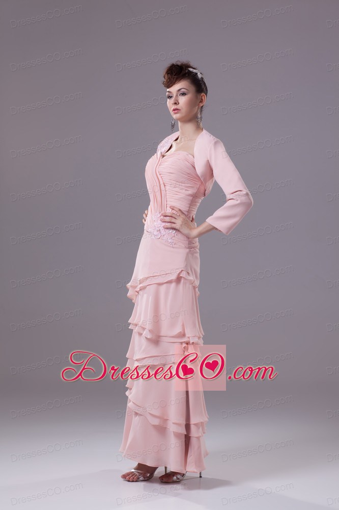 Appliques And Ruching Ankle-length Prom Dress