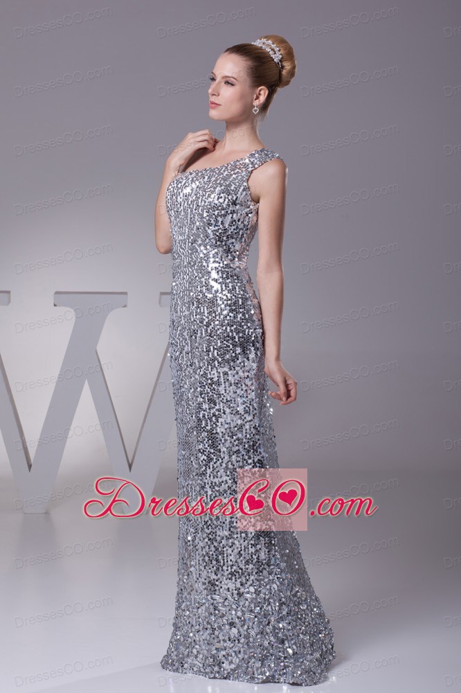 Sequin One Shoulder Column Long Prom Dress