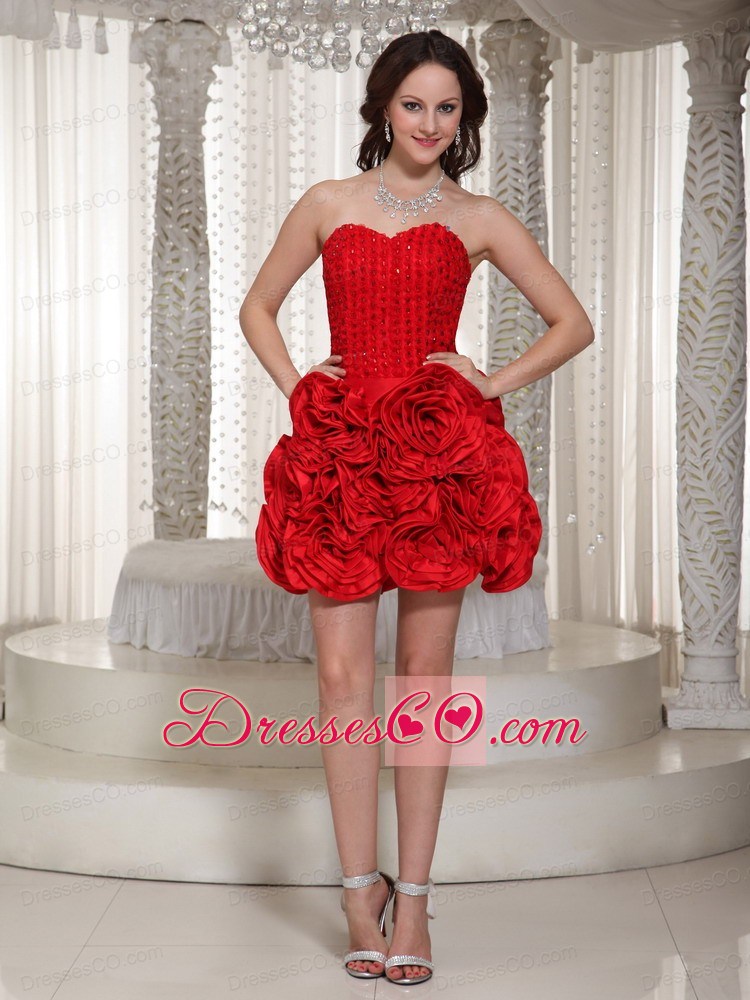 Cheap Flower Decorate Prom Dress For Cocktail With Mini-length