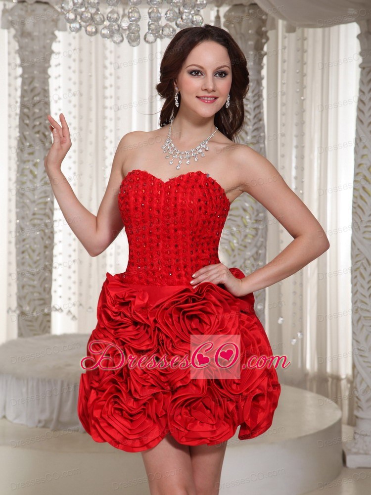 Cheap Flower Decorate Prom Dress For Cocktail With Mini-length