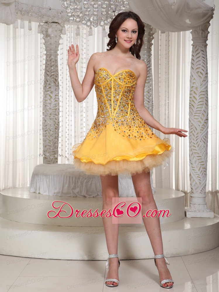 The Brand New Gold Beaded Drocrate Prom / Cocktail Dress 2013
