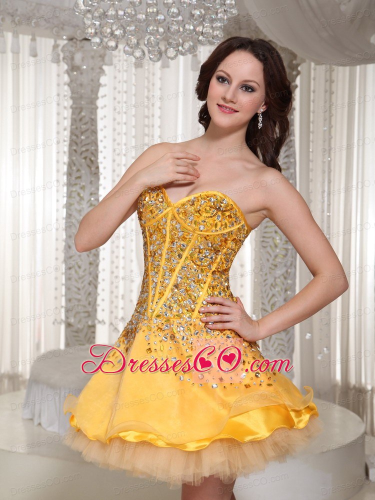 The Brand New Gold Beaded Drocrate Prom / Cocktail Dress 2013