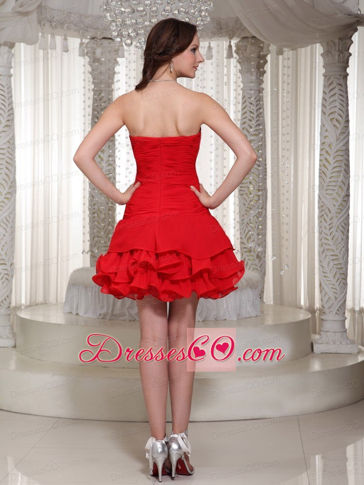 Beading Decorate Cute Red Short Prom / Cocktail Dress