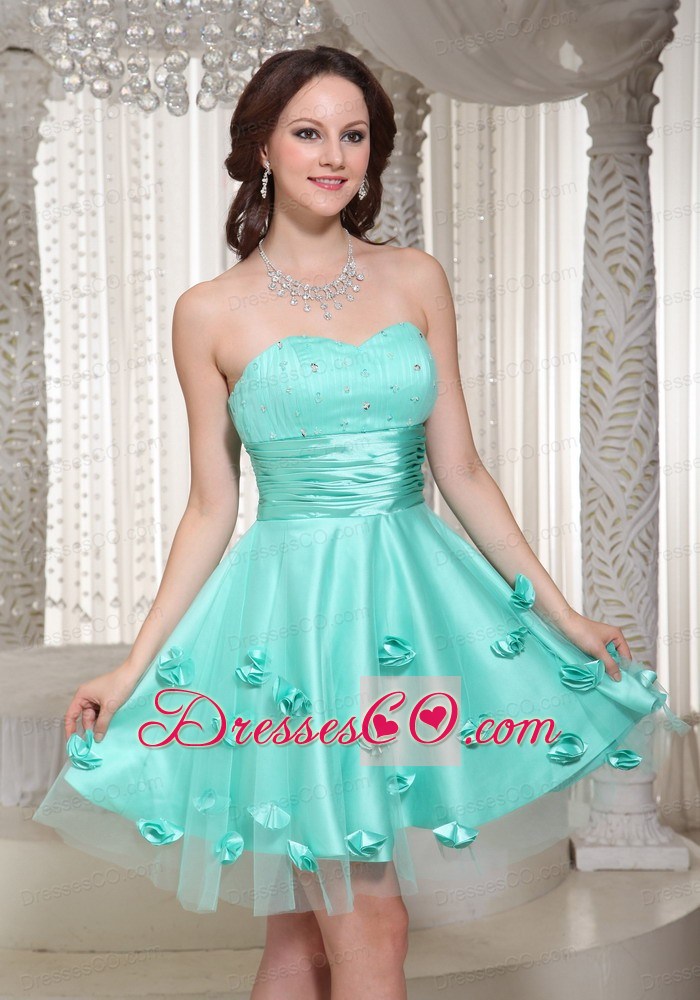 New Turquoise Prom Dress For Cocktail With Flowers Decorate