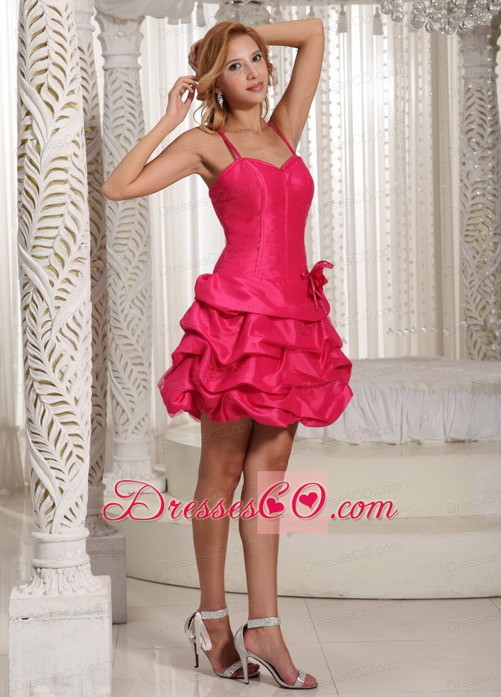 Hand Made Flower Cute Spaghetti Straps and Pick-ups Homecoming Dress For 2013