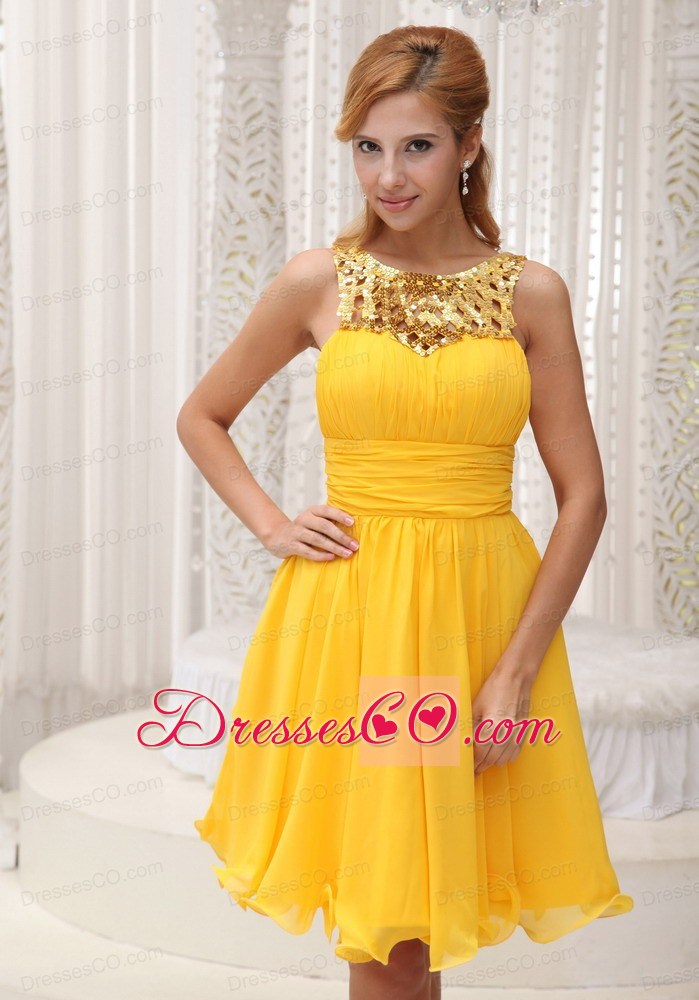 Ruched Bodice Sequin and Chiffon Custom Made Prom / Cocktail Dress For Formal Evening