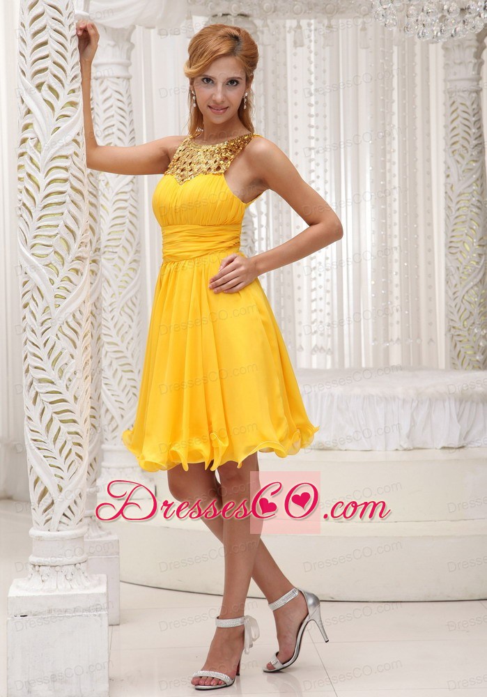 Ruched Bodice Sequin and Chiffon Custom Made Prom / Cocktail Dress For Formal Evening