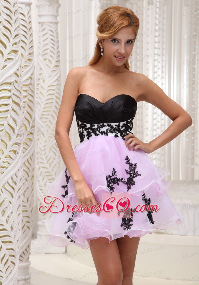 Sweet Custom Made Prom / Cocktail Dress For Pink Organza With Appliques Mini-length