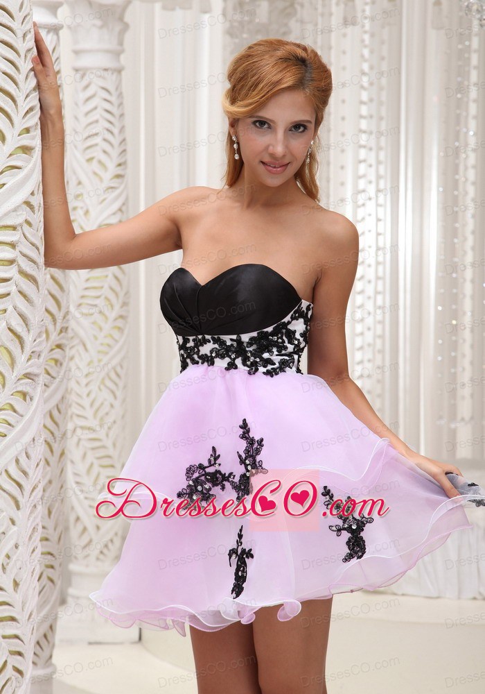 Sweet Custom Made Prom / Cocktail Dress For Pink Organza With Appliques Mini-length
