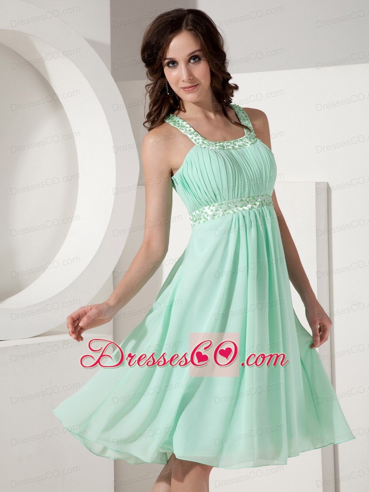 Beautiful Empire Strap Knee-length Chiffon Beading Prom / Party Dress
