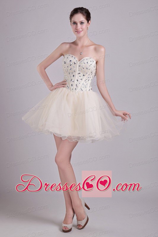 Champagne A-line Short Organza Beading Prom/Cocktail Dress
