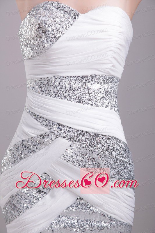 White Column/sheath Mini-length Ruched Prom / Homecoming Dress