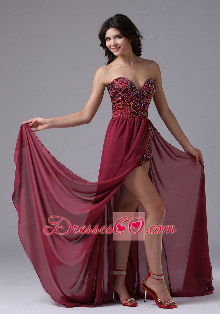 Beaded Over Skirt with and High-low For Prom Dress