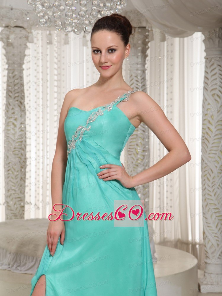Customize Turquoise High Slit Prom Dress For Party 2013