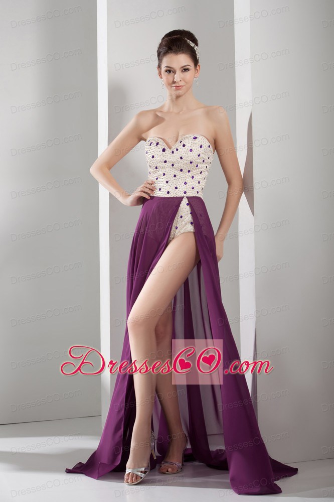 Venetian pearl Column long Prom Dress in Purple