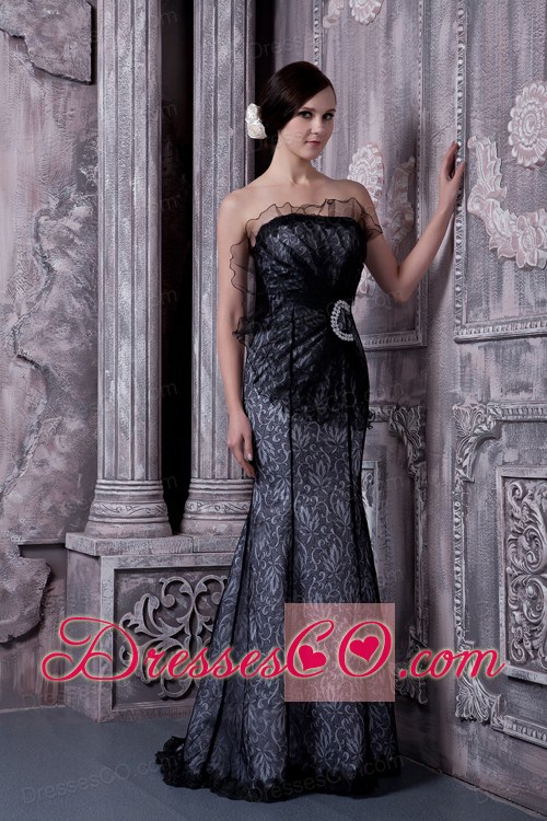 Brand New Black Prom Dress Mermaid Strapless Long Beading