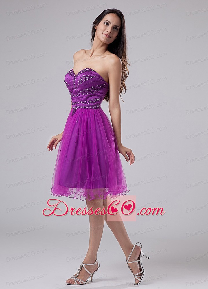 Fuchsia Sexy Prom Dress With Beaded Decorate Organza In 2013