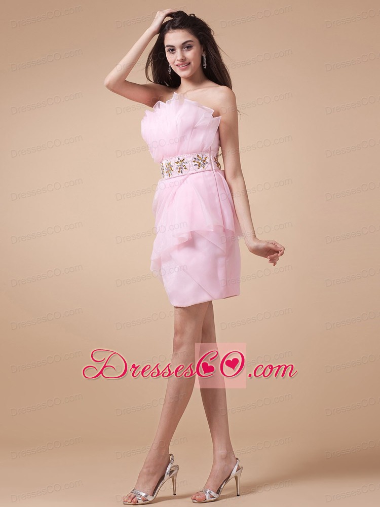 New Style Prom Dress With Baby Pink Hand Made Flowers and Beading