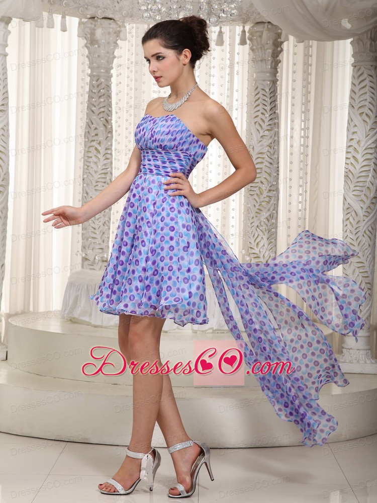 Beautiful Empire High-low Print Ruched Prom / Cocktail Dress