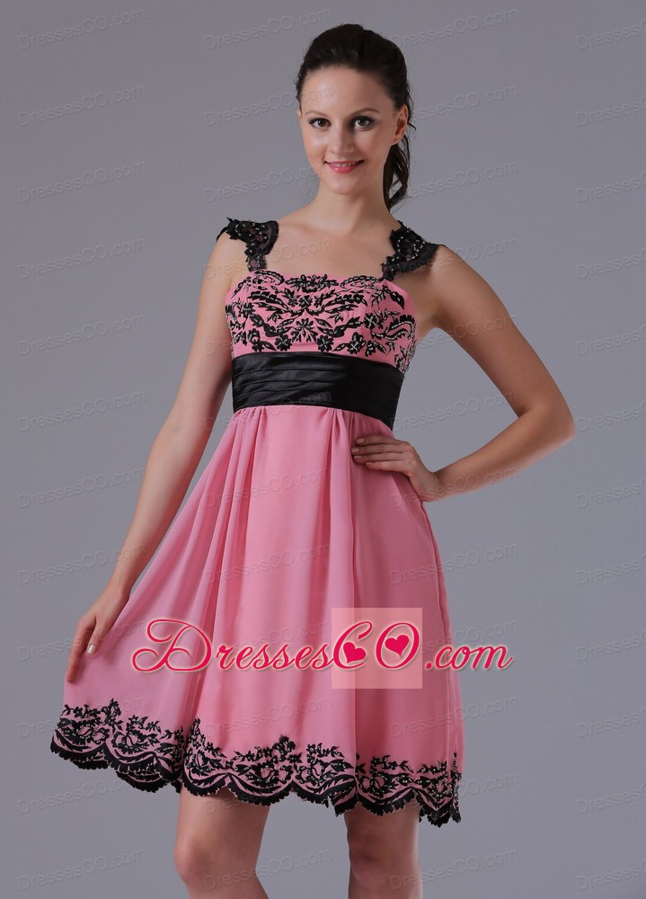 Violet Red A-line Straps Appliques Decorate Bust Prom Cocktail Dress With Beading