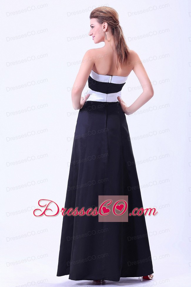 Black Prom / Evening Dress A-line Satin Long