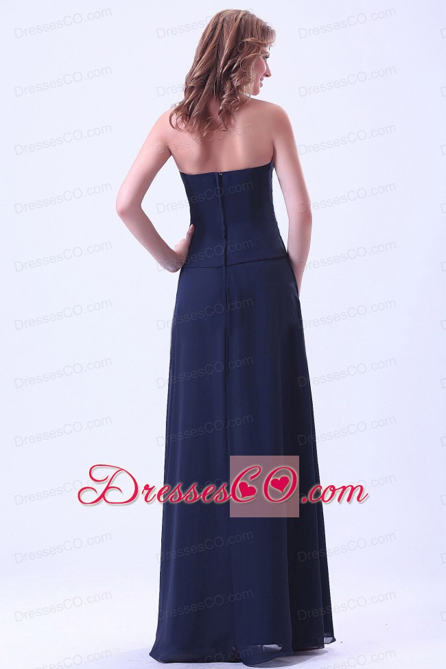 Navy Blue Strapless Prom Dress Chiffon For Custom Made
