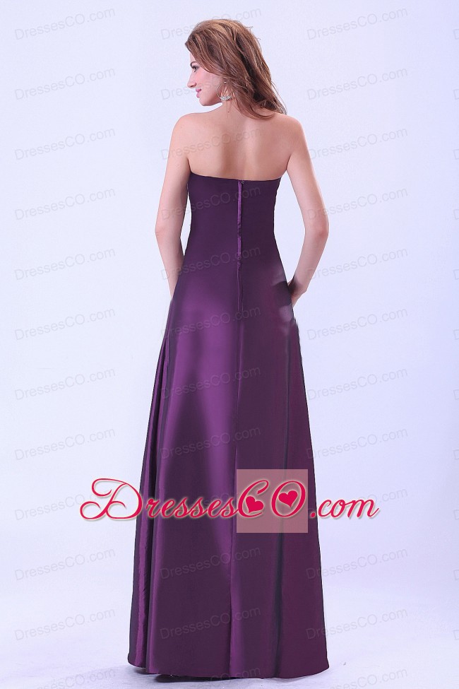 Dark Purple Bridemaid Dress A-line Strapless Long For Custom Made