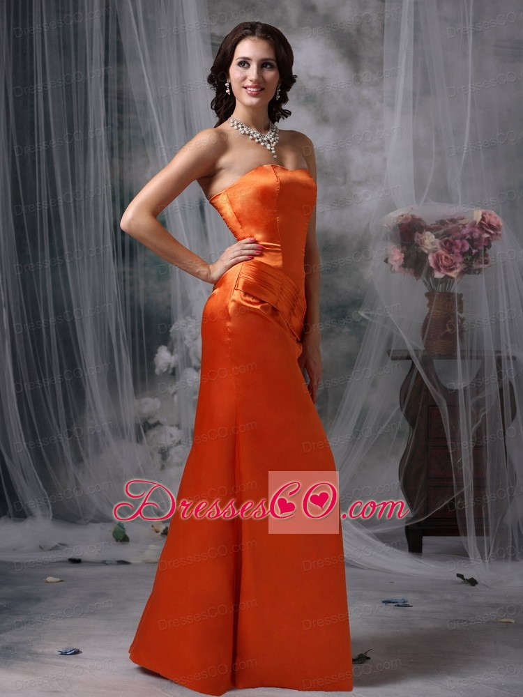 Elegant Orange Red Prom Dress Column / Sheath Strapless