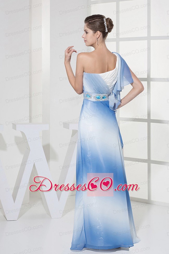One Shoulder For Ombre Color Prom Dress With Ruching