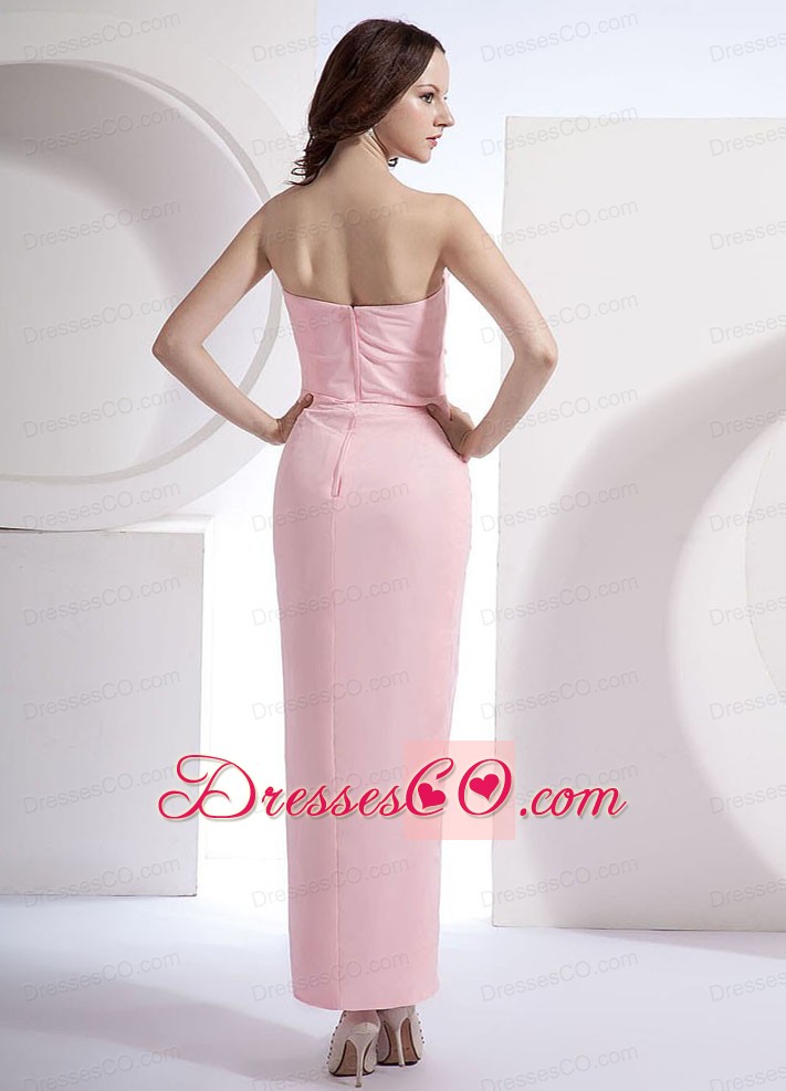 Beading Column Chiffon Beading Ankle-length Prom Dress Pink
