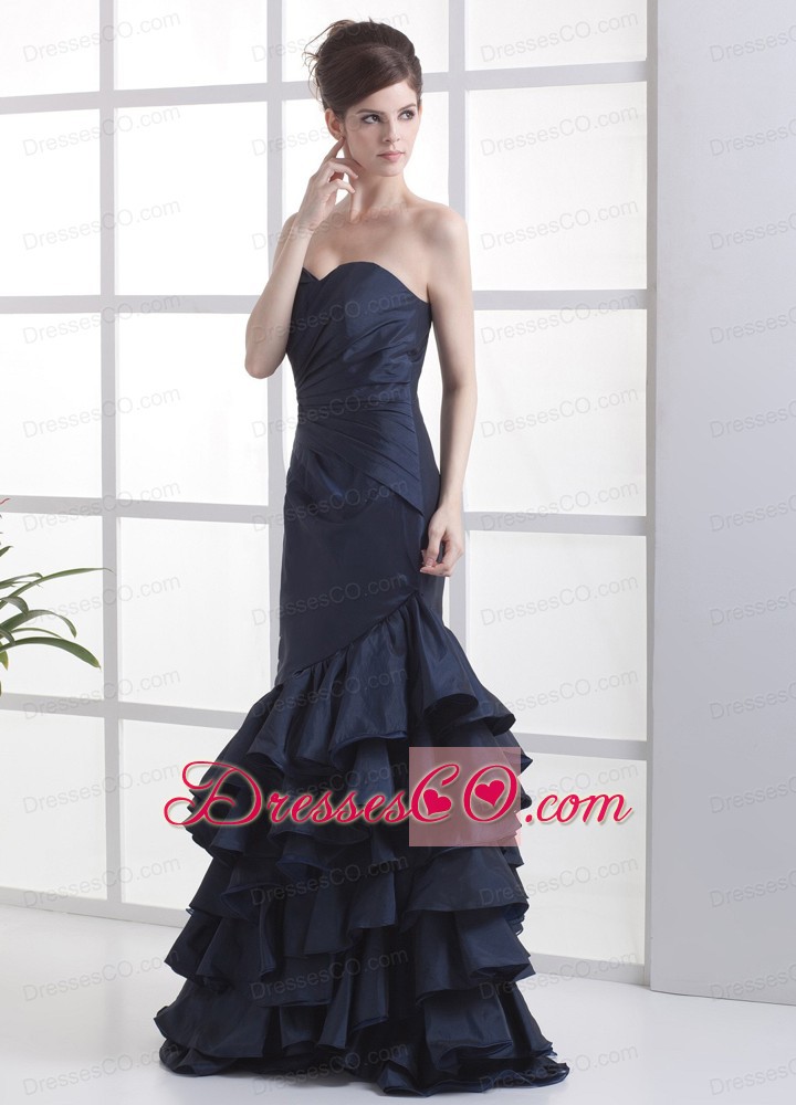 Mermaid Navy Blue Neckline Long Prom Dress