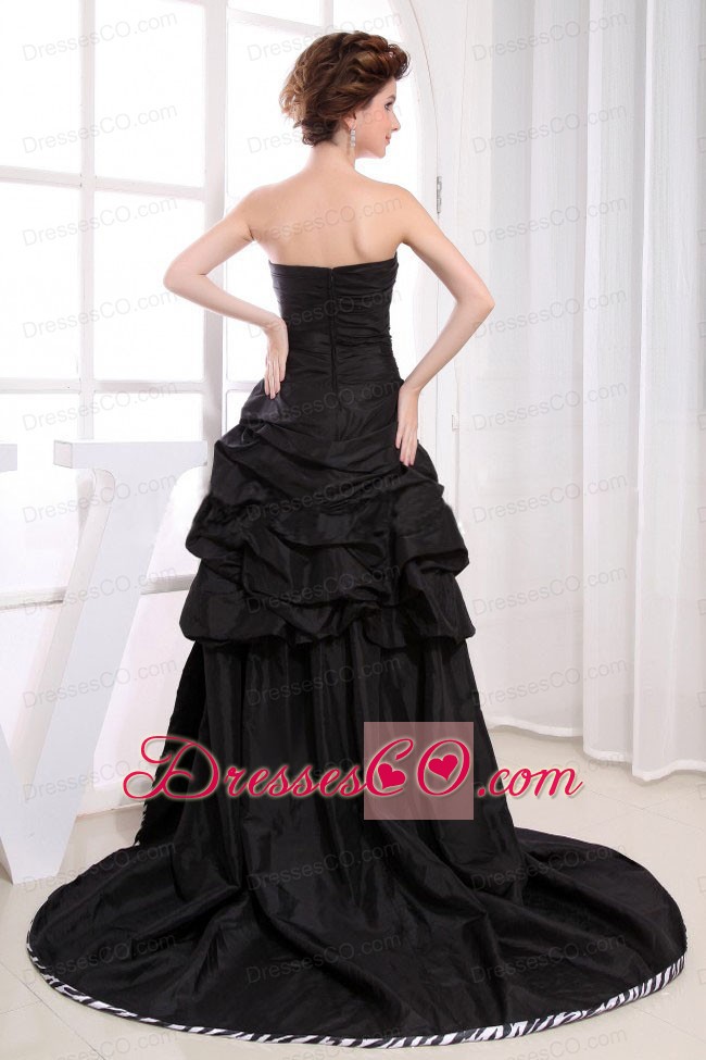 Black High-low Prom Dress With Beaded Pick-ups For Custom Made