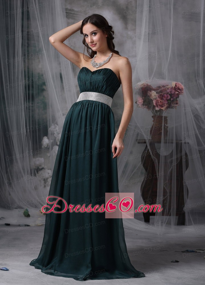 Exquisite Dark Green Prom / Evening Dress Empire Chiffon Belt Brush Train