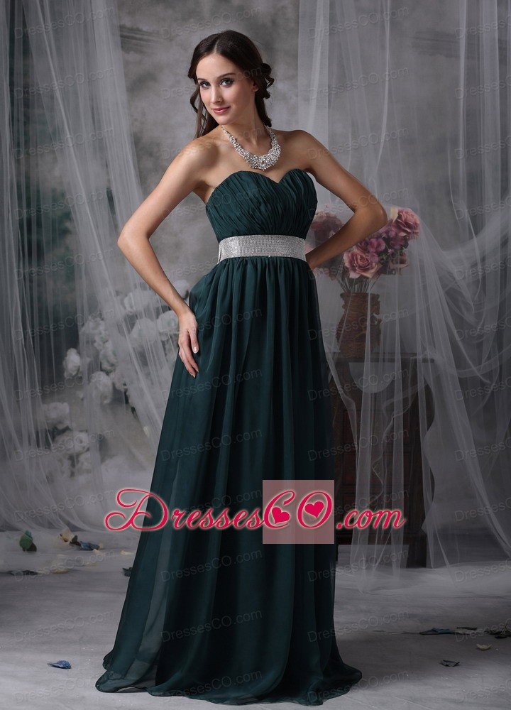Exquisite Dark Green Prom / Evening Dress Empire Chiffon Belt Brush Train