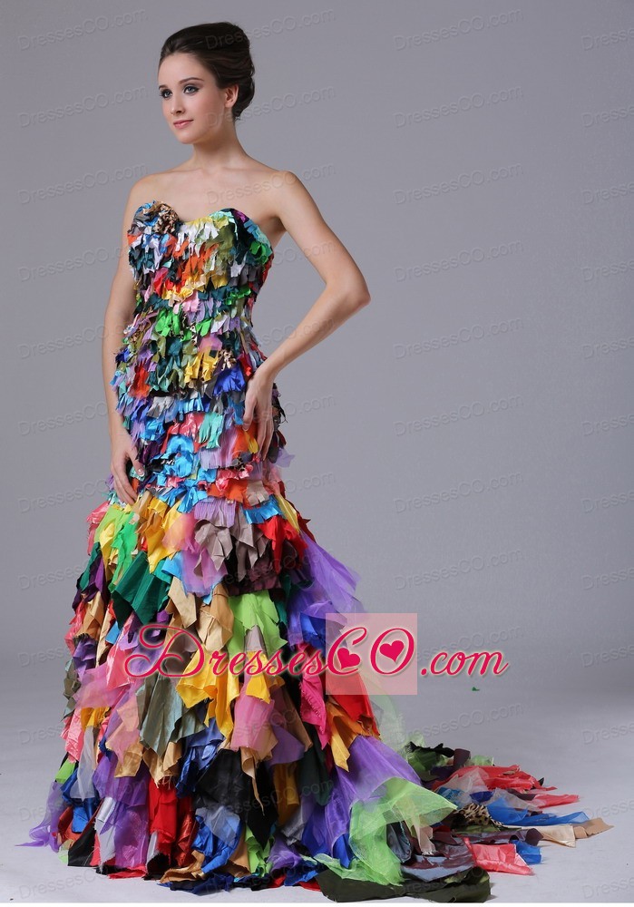 All kinds of fabrics Multi-color Mermaid Lace-up Prom Dress For 2013