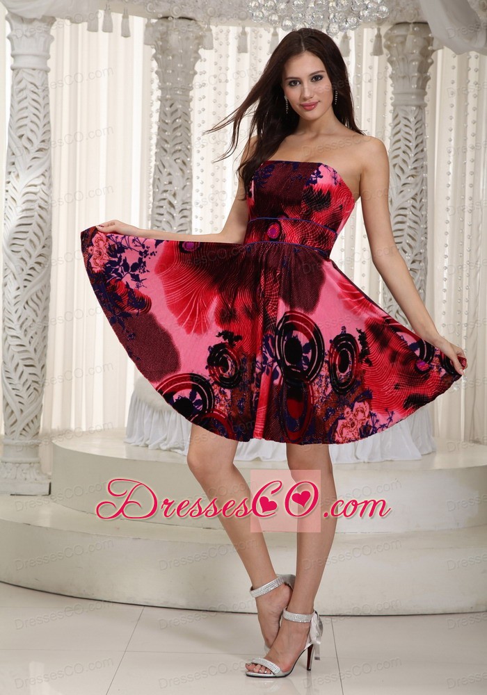 Beautiful Empire Strapless Mini-length Printing Prom Dress