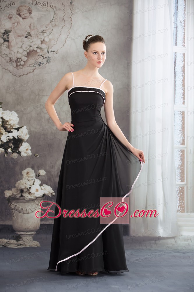 Simple Spaghetti Straps Black Long Bridesmaid Dress