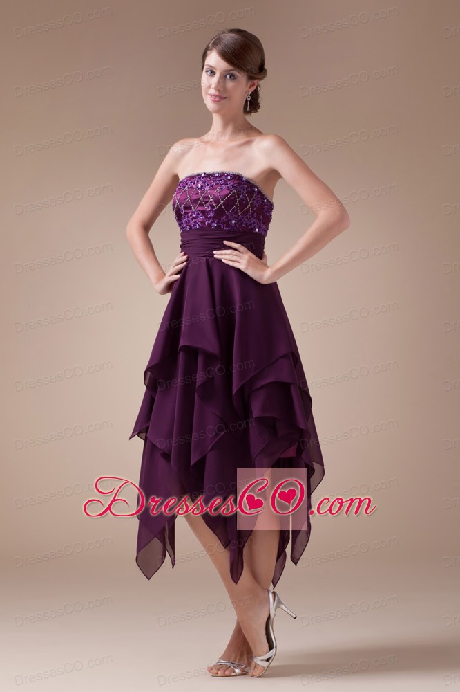 Appliques Empire Short Strapless Prom Dress For 2013