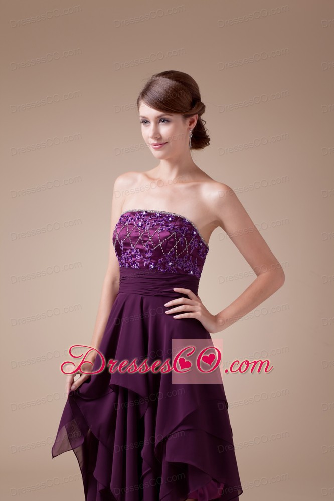 Appliques Empire Short Strapless Prom Dress For 2013