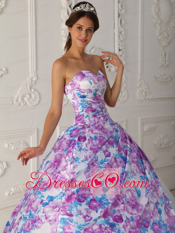 Multi-color A-line Long Tulle Appliques Quinceanera Dress