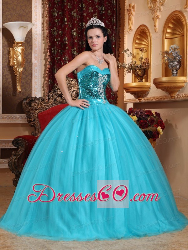 Popular Ball Gown Long Tulle Beading Quinceanera Dress