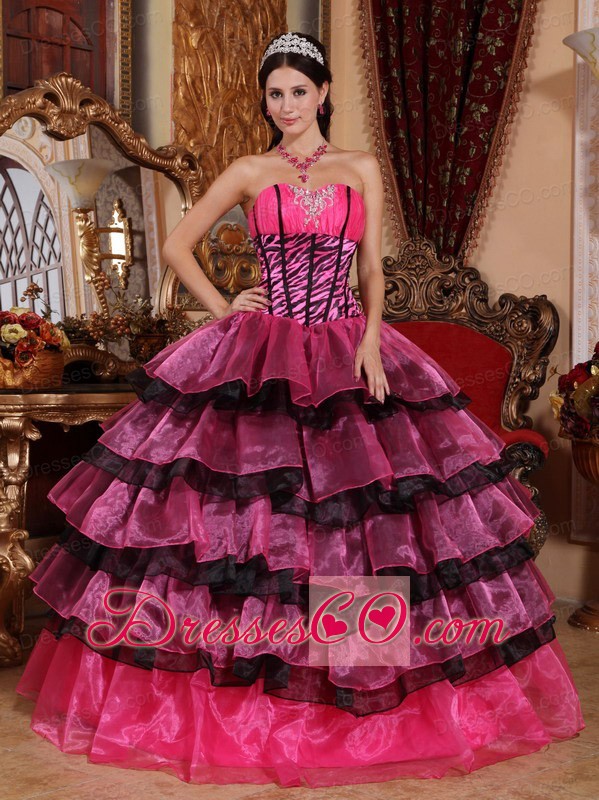 Multi-color Ball Gown Long Organza Ruffles Quinceanera Dress