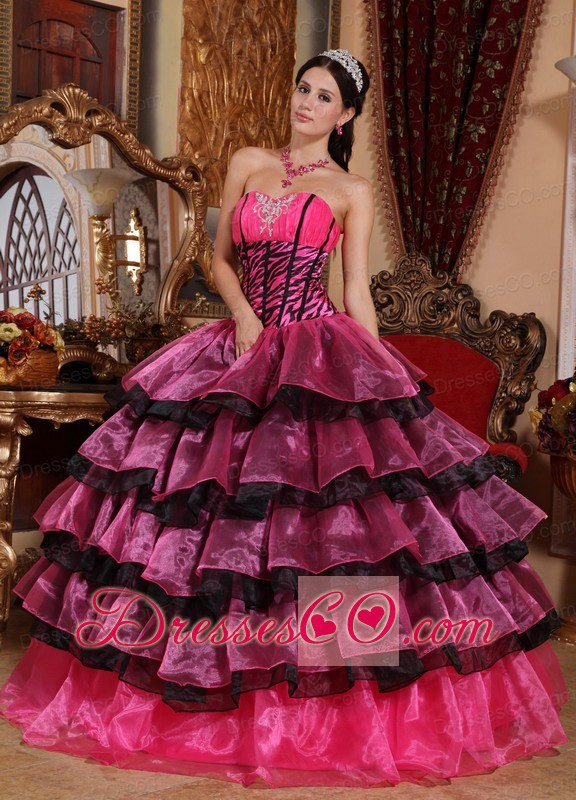 Multi-color Ball Gown Long Organza Ruffles Quinceanera Dress