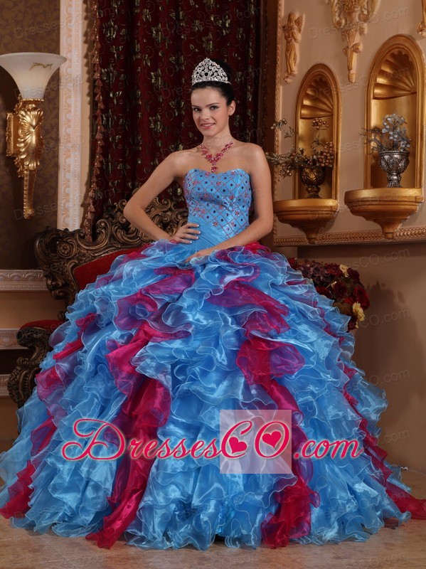Exclusive Ball Gown Long Organza Beading Quinceanera Dress